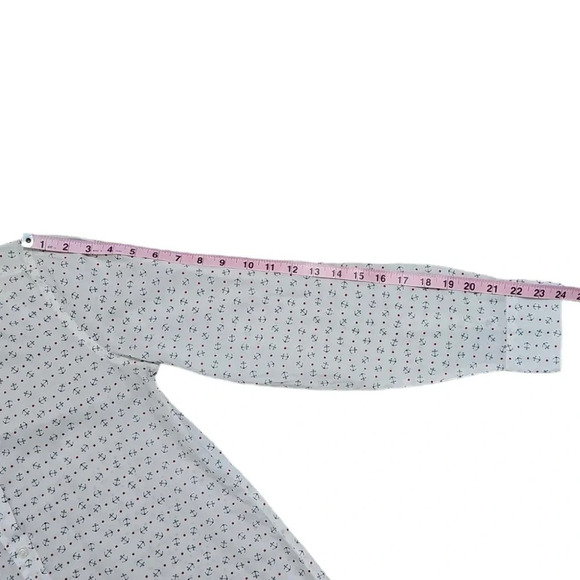 VTG Benetton Anchor Print Button Up Shirt Women S Nautical Coastal Preppy - Picture 8 of 8